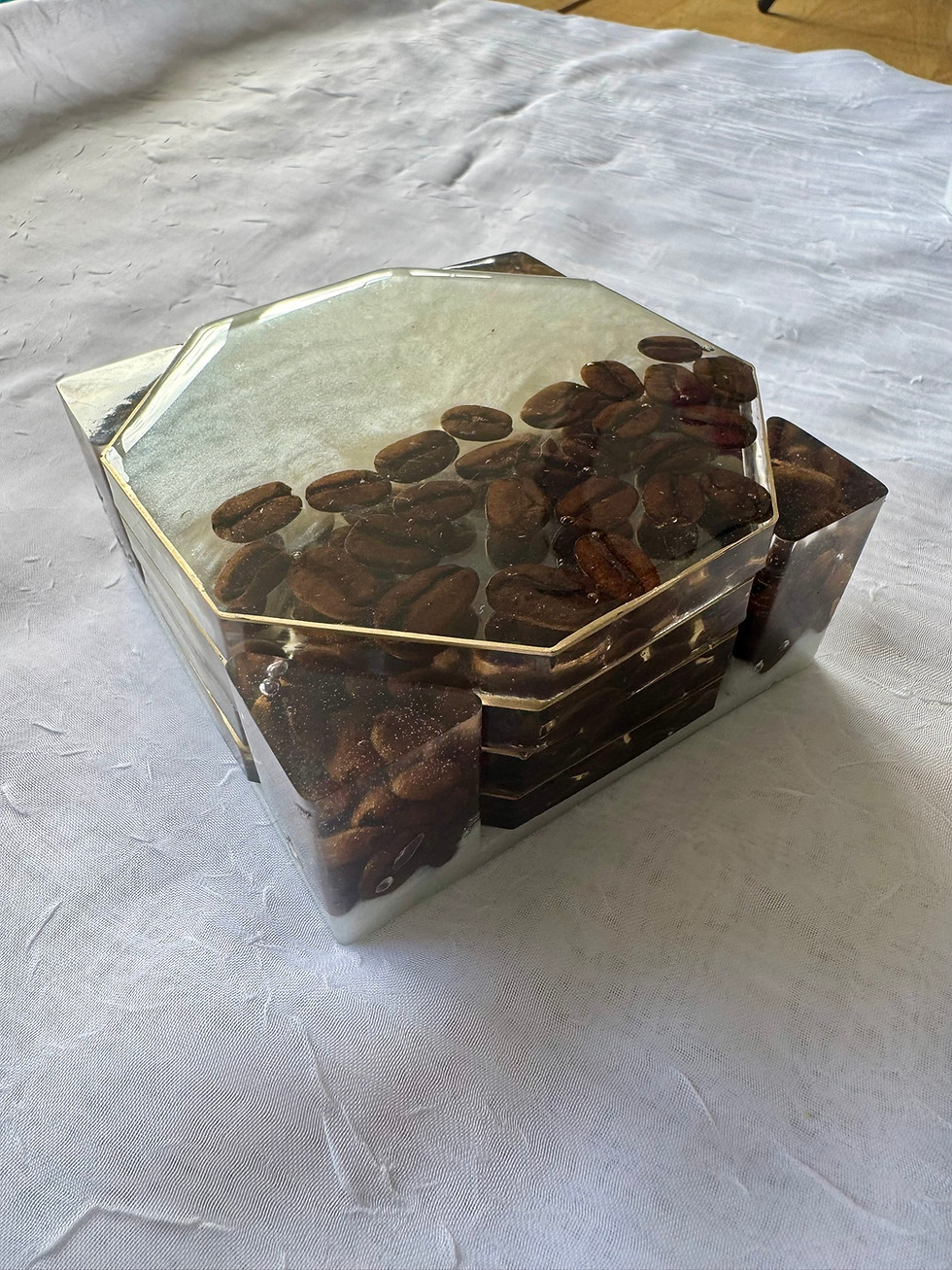 Thumbnail: Octagonal Coasters in holder (Small / Set of 4)