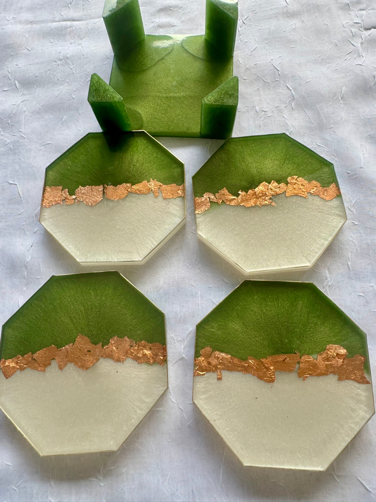 Octagonal Coasters in holder (Small / Set of 4)
