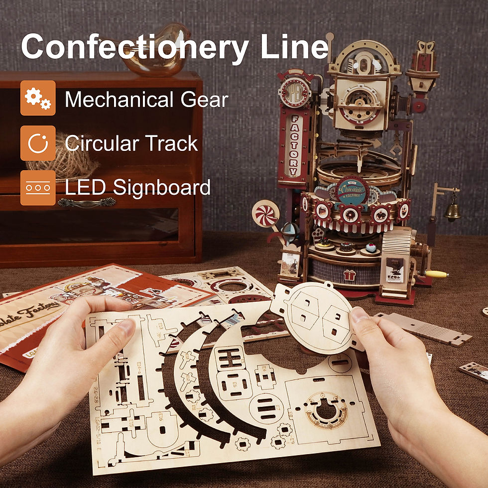 Thumbnail: Robotime ROKR 420pcs DIY Chocolate Factory – 3D Wooden Puzzle Assembly | Marbl