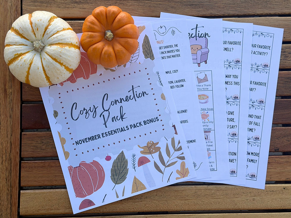 Eye-level view of a colorful Essentials Pack filled with engaging activities