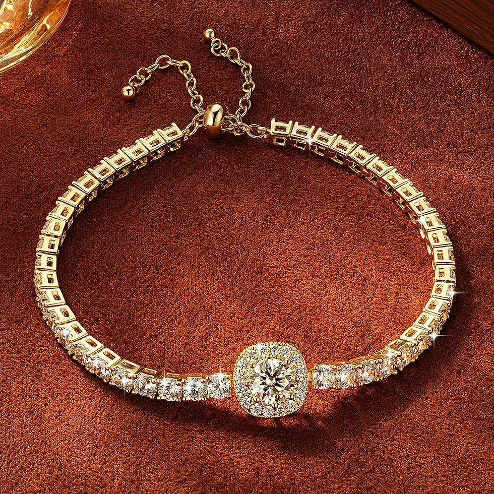 Miniatura: 14K Gold Plated Moissanite Square Sugar Bracelet 6.5mm for Women