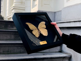 Golden Butterfly Beauty: Art Piece with 24-Carat Gold Leaf