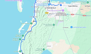 itinéraire vélo de Gujan vers le lac de cazaux