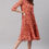 Thumbnail: Premium orange poly georgette dress with red flower prints - IDH00005