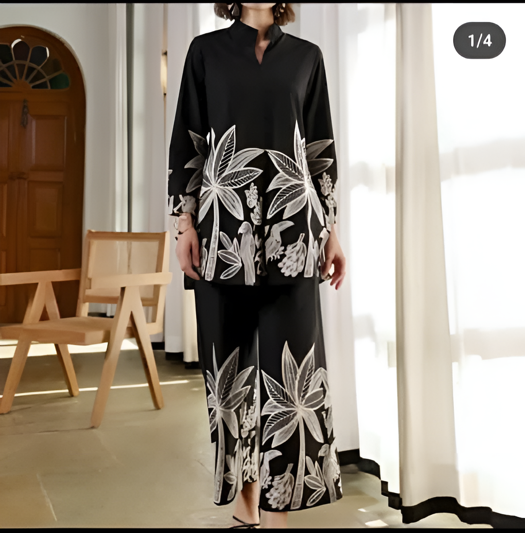 Premium black colour cotton Co-ord Set - 2pc - IDH00231