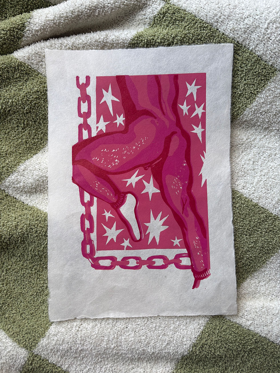 Thumbnail: From Behind Original Linocut Print