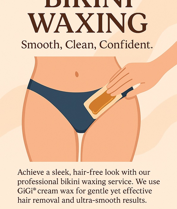 Illustration of bikini waxing at Premier Nails – professional bikini wax in Downtown Chicago using GiGi cream wax
