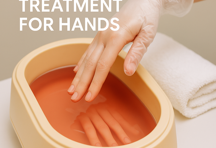 Warm paraffin wax hand treatment at Premier Nails Downtown Chicago – deeply hydrates and softens dry, cracked skin.
