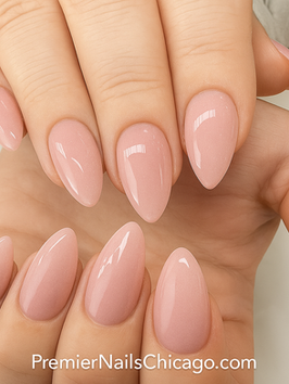 nude almond dipping powder nails chicago premier nails salon
