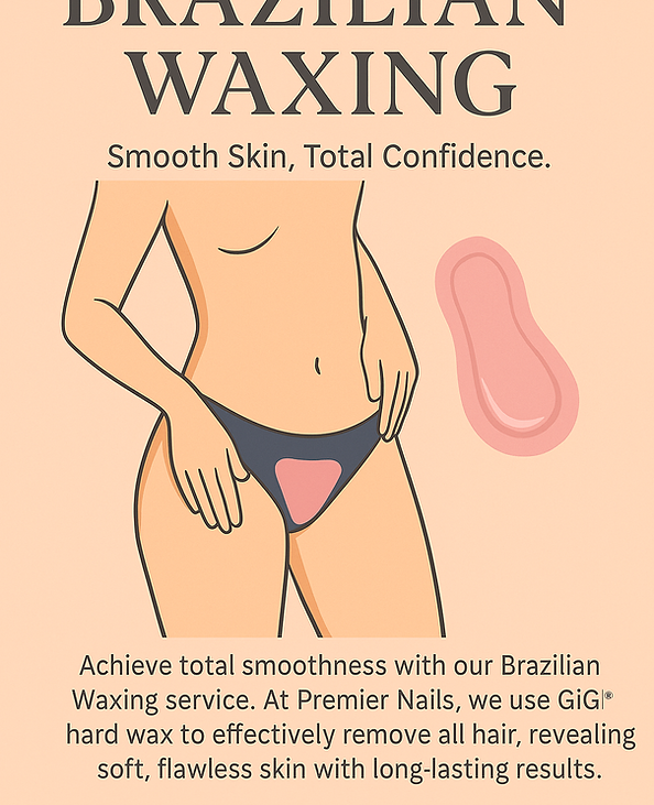 Brazilian waxing illustration – smooth skin after GiGi hard wax at Premier Nails, nail salon in Downtown Chicago