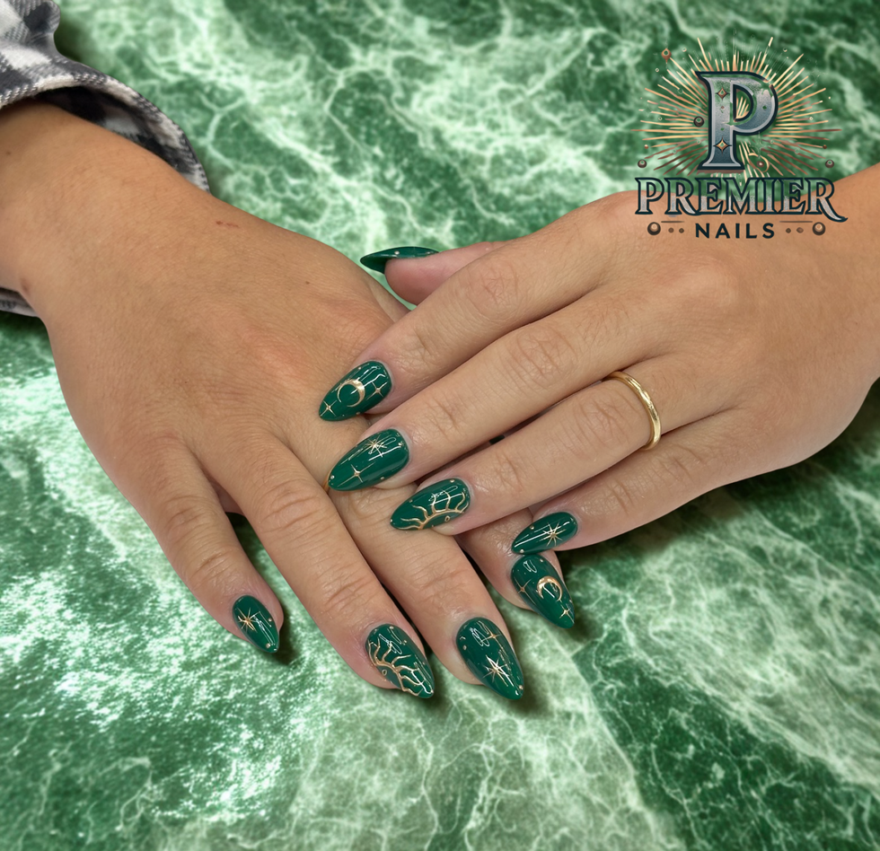 premier-nails-nail-gel-x-art-green-gold-celestial-downtown-chicago-nail-salon