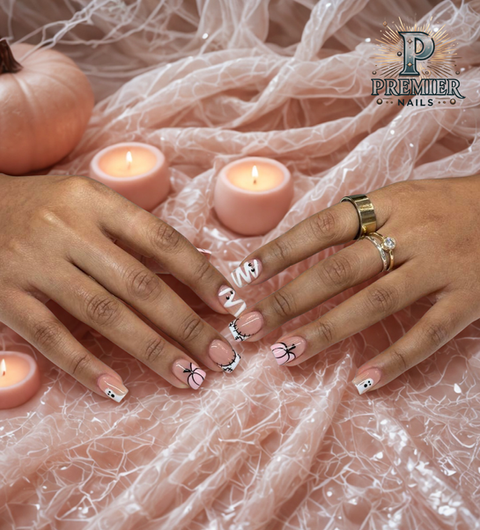 Halo Queen dip powder nail design at Premier Nails – luxury nail salon in downtown Chicago near River North.