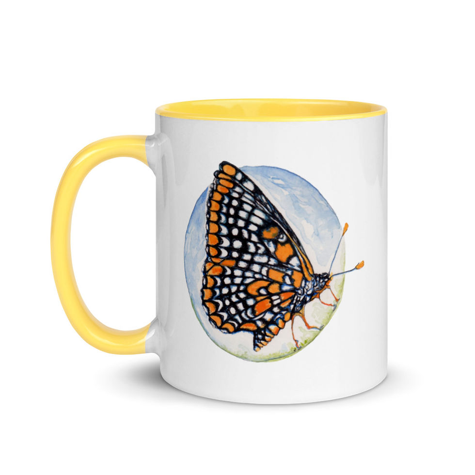 Thumbnail: Checkerspot Butterfly ~ Mug with Color Inside