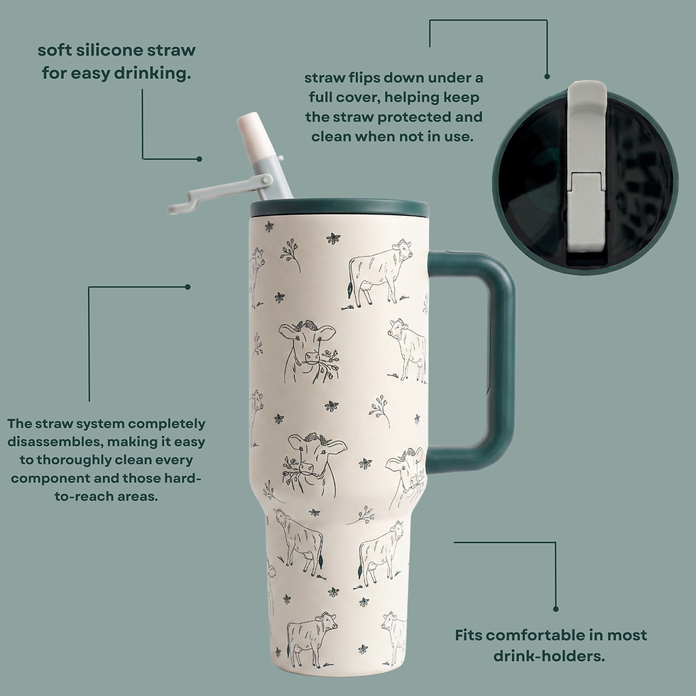 Thumbnail: 40oz Floral Cow Print Flip Straw Tumbler