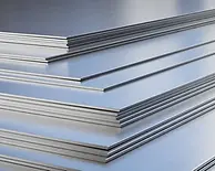 Stack of metal sheets for sign letters with trim cap