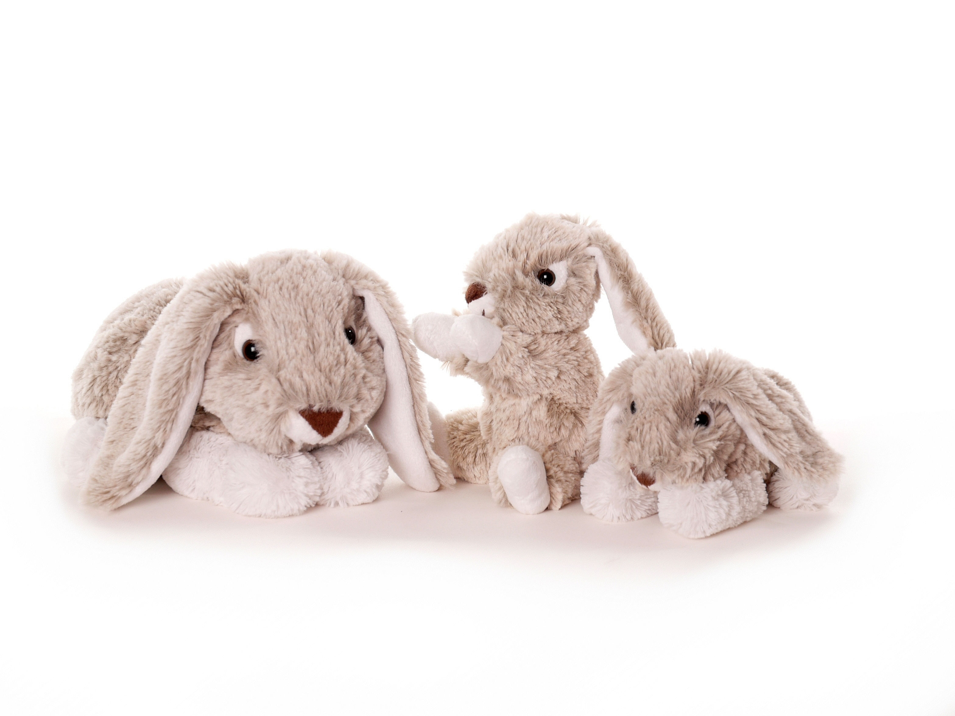 Peluche Lapin doux allongé Gris 21 cm.