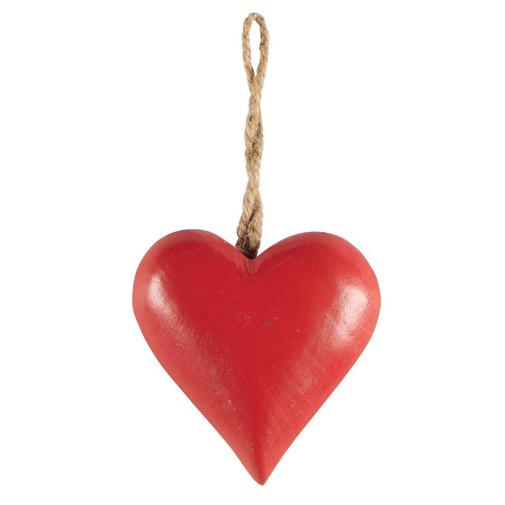 Suspente Coeur en bois rouge 7,5 cm