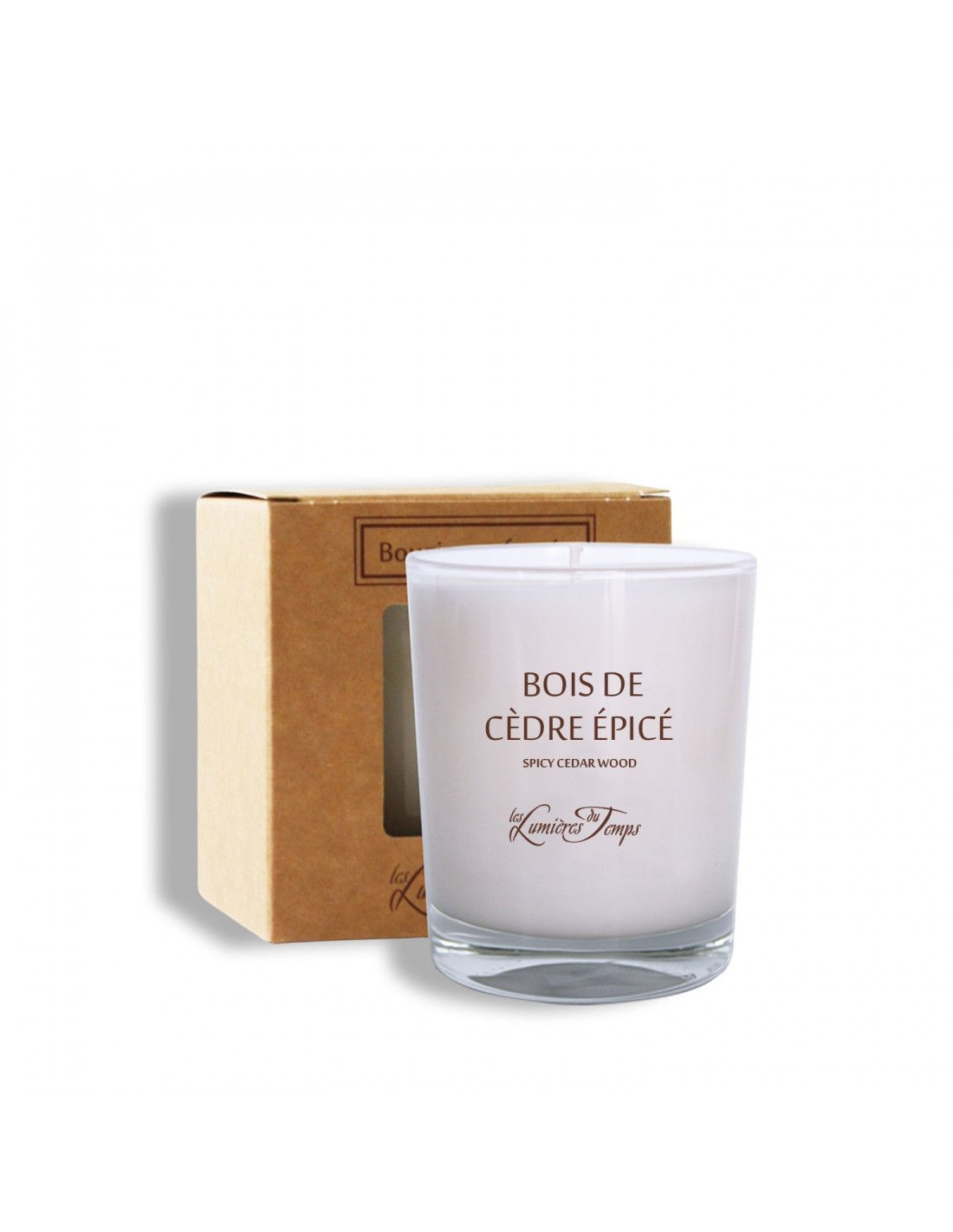Bougie Végétale 180g BOIS DE CEDRE EPICE - LES LUMIERES DU TEMPS 55H