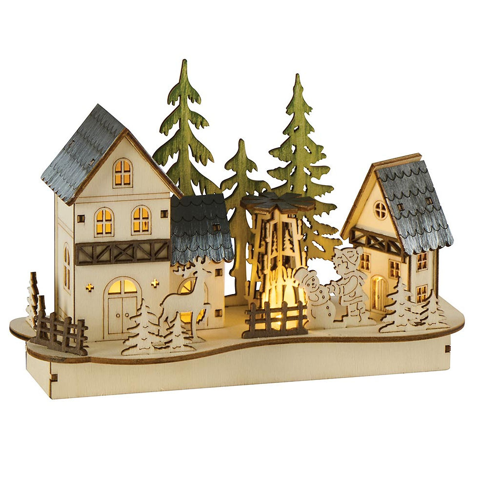 Village de Noël lumineux LED en bois