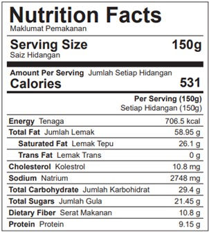 Thumbnail: Nutrition Information of Kapitan Curry Paste / Pes Kari Kapitan / 甲必丹咖喱酱