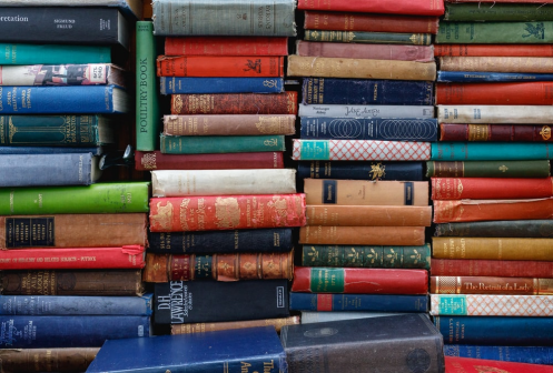 A fiction book store's books.