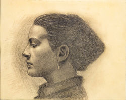 "Retrato II em Papel Canson Mi-Teintes Verde Limão II"