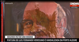 2º Vandalismo da obra de LFV mostrado na Globo News das 18h