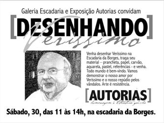 Desenhando Verissimo na Escadaria Verão do Viaduto Otávio Rocha no dia 30 de outubro de 2021...