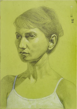 "Retrato em Papel Canson Mi-Teintes Verde Limão"