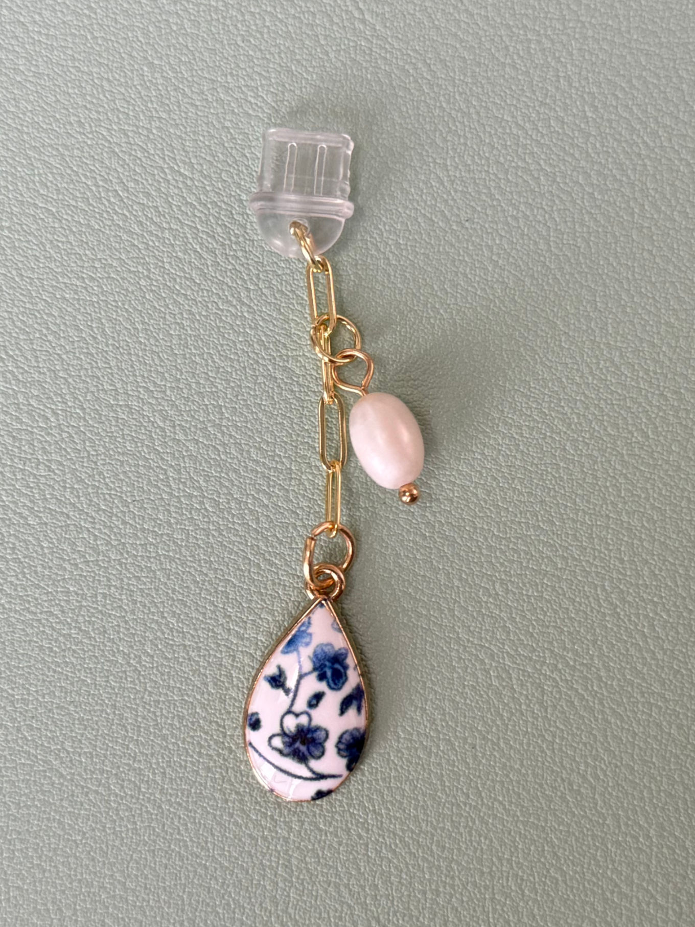 Blue Floral Teardrop Dust Plug