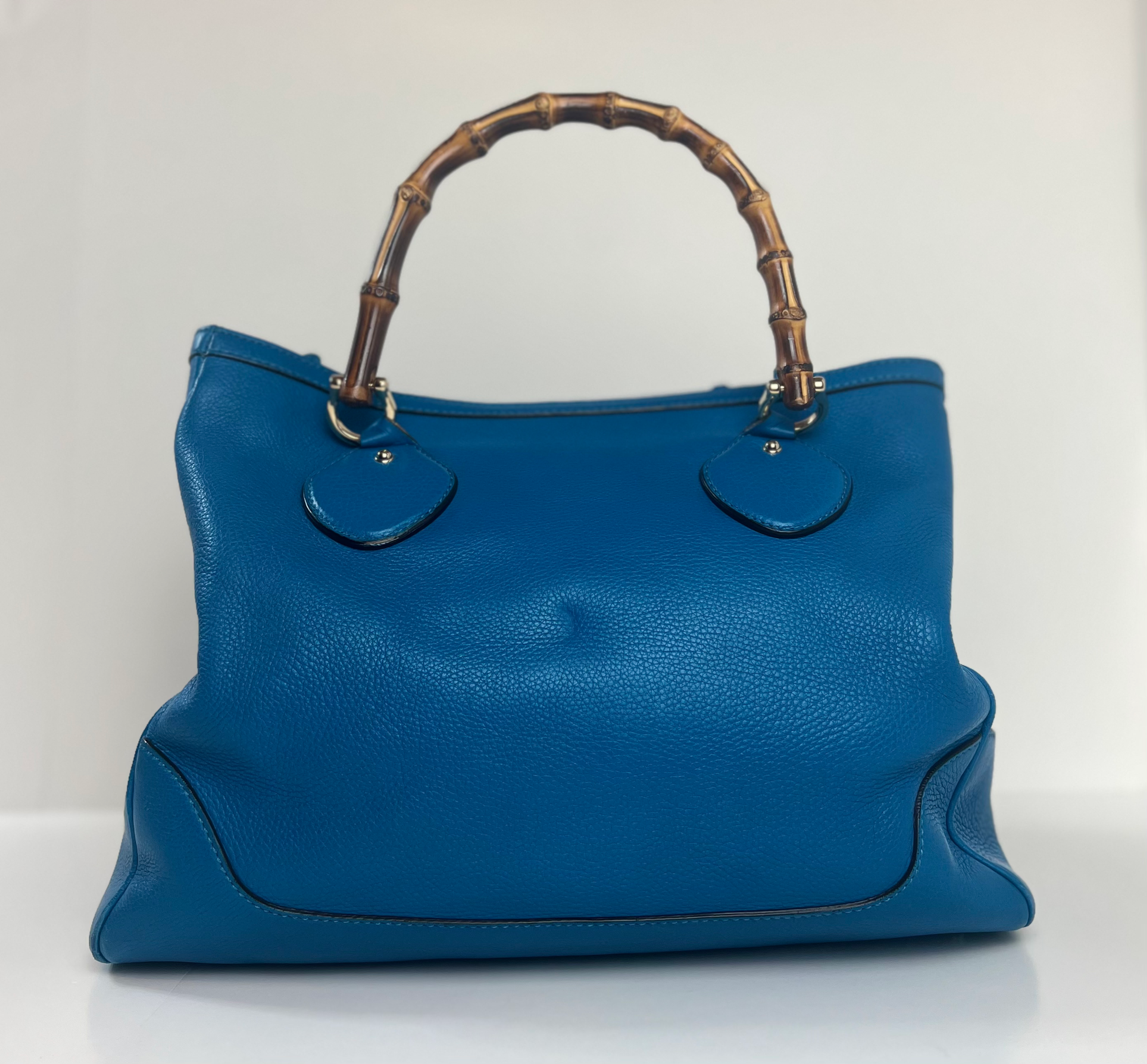 Gucci Blue Bamboo Handbag