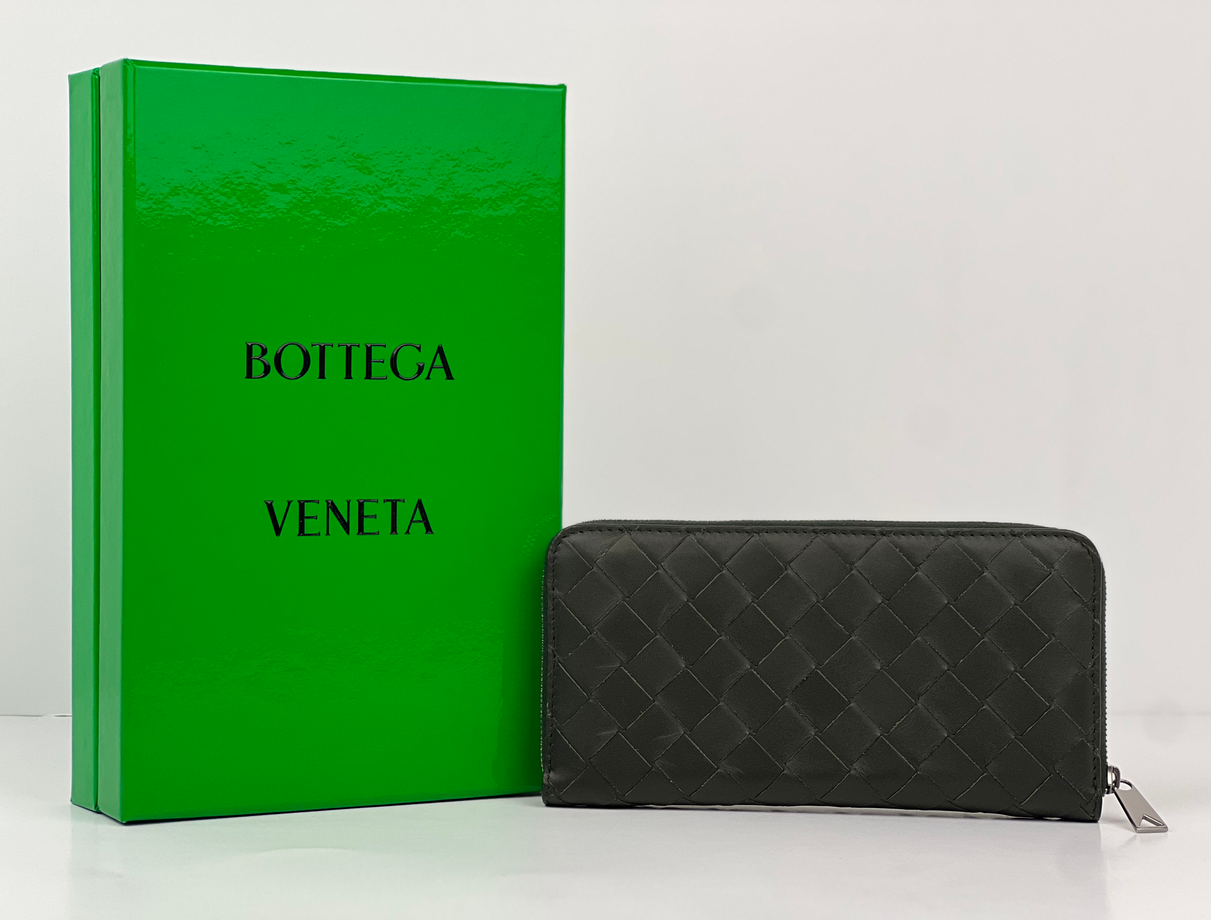 Bottega Veneta Zip Around Wallet- Camping Green