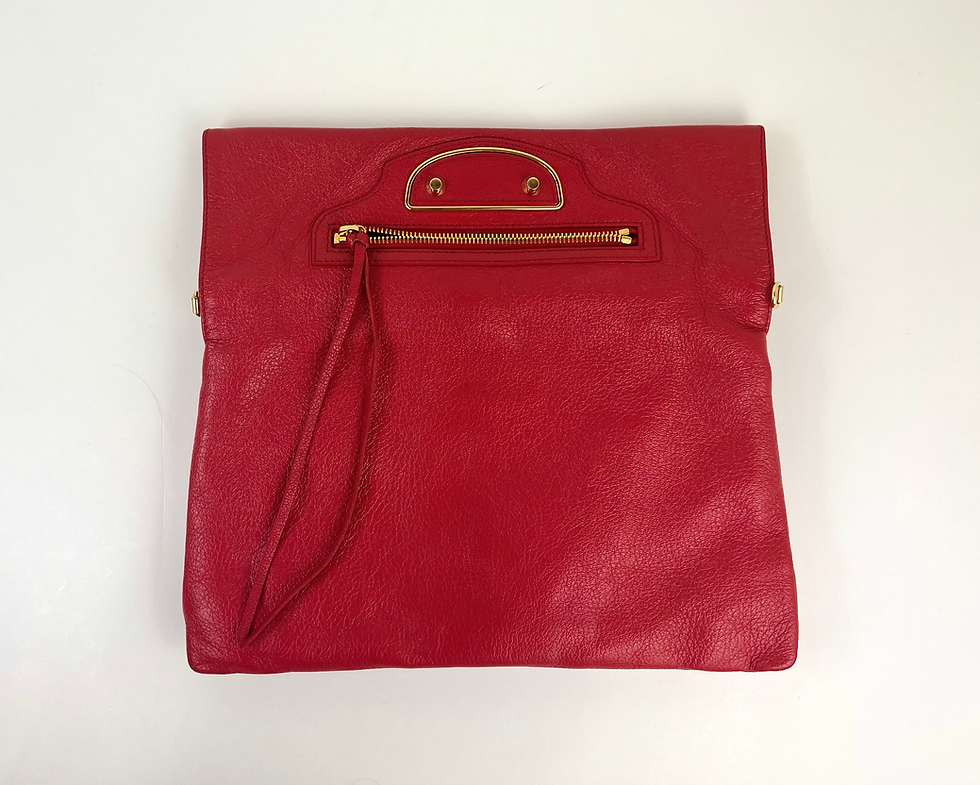 Thumbnail: BALENCIAGA Motocross Classic Envelope Lambskin Red Clutch