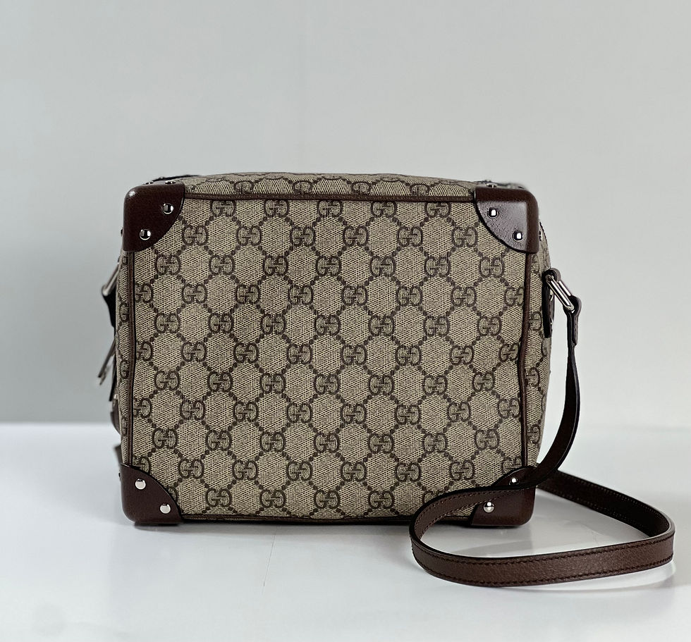 GUCCI GG Supreme Monogram Square Shoulder Bag- Brown