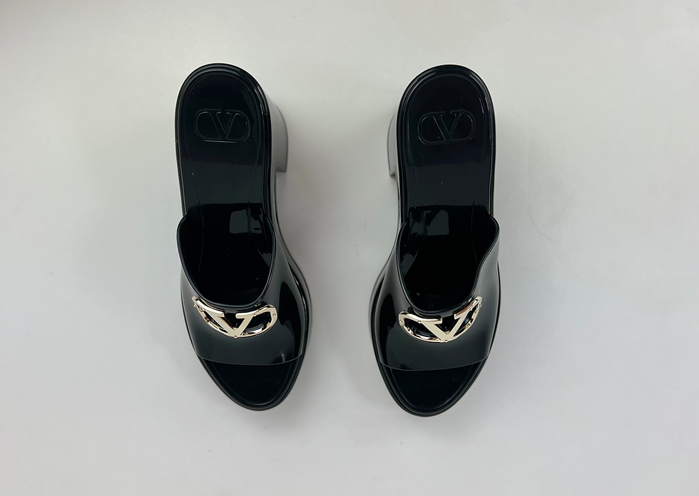 Thumbnail: Valentino V-Logo Medallion Chunky Slide Sandals