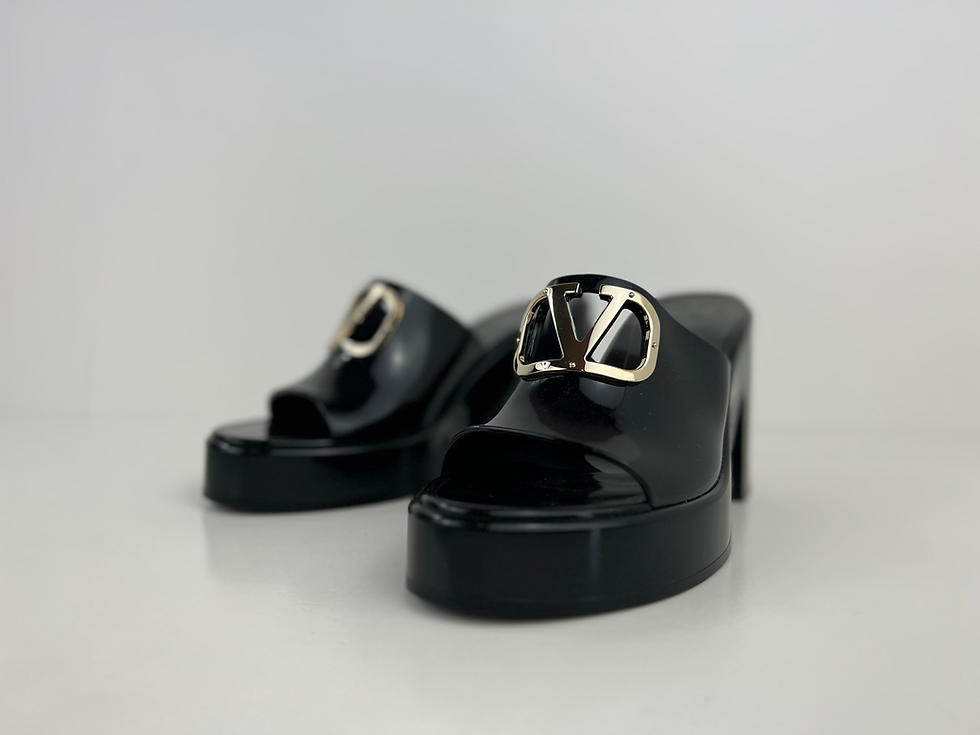Thumbnail: Valentino V-Logo Medallion Chunky Slide Sandals