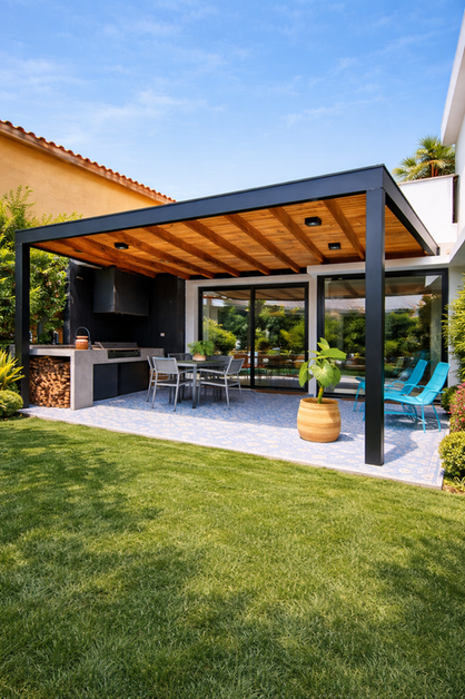 Quincho moderno para patio en La Reina | Construcciones Domínguez