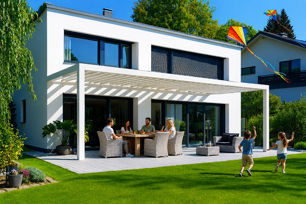 Pérgola bioclimática instalada en Vitacura | Construcciones Domínguez
