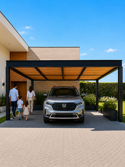 Estacionamiento metálico para casa en La Reina | Construcciones Domínguez