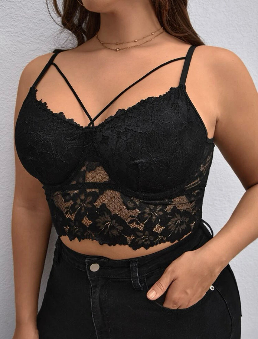 Thumbnail: ‘Enjoying life’ lace bustier cami top 