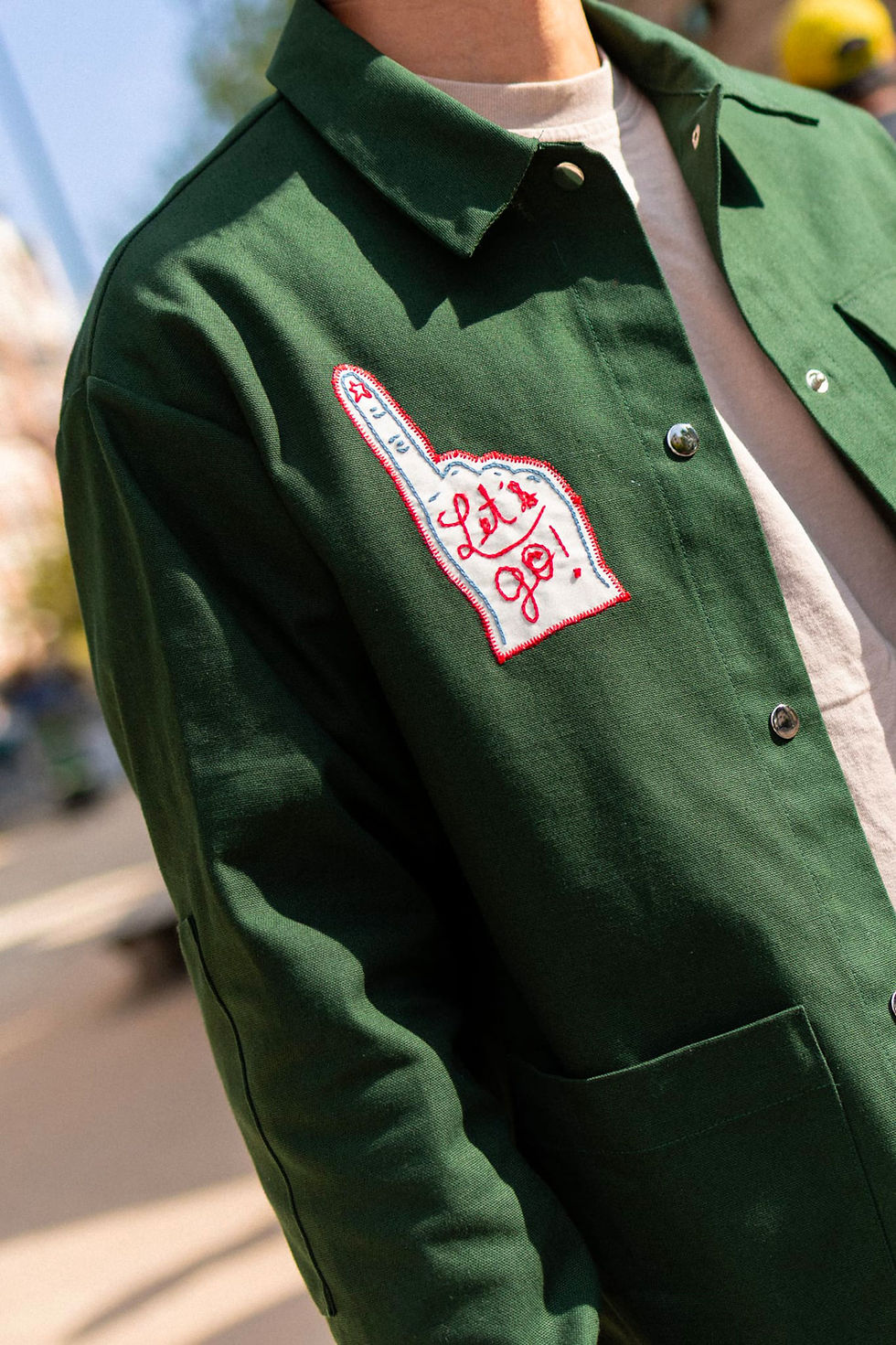Thumbnail: THE HAND/HOT DOG GREEN CANVAS UNISEX JACKET SIZE M/L