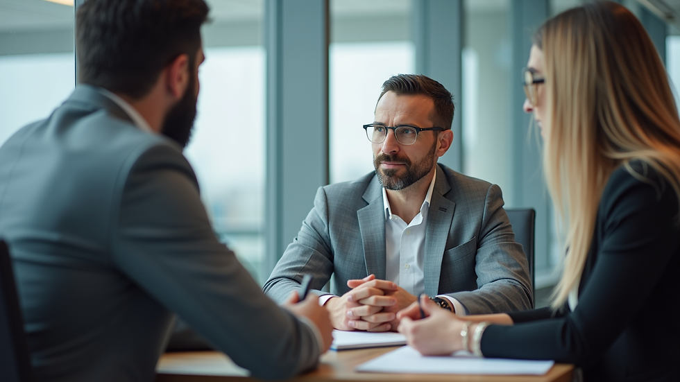 Close-up view of an aviation tax advisor discussing strategies with a client
