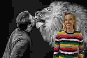 Matilda Temperley with her photograph of Britain's last lion tamer