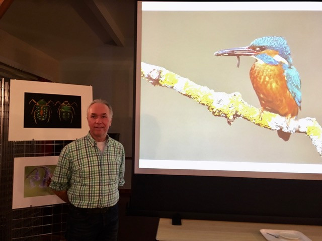 Andrew McCarthy with his photograph of a kingfisher eating a fish
