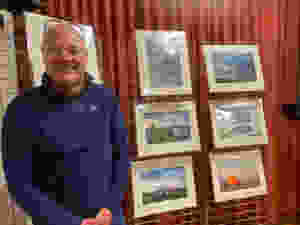 Tony Worobiec with some of his prints on display
