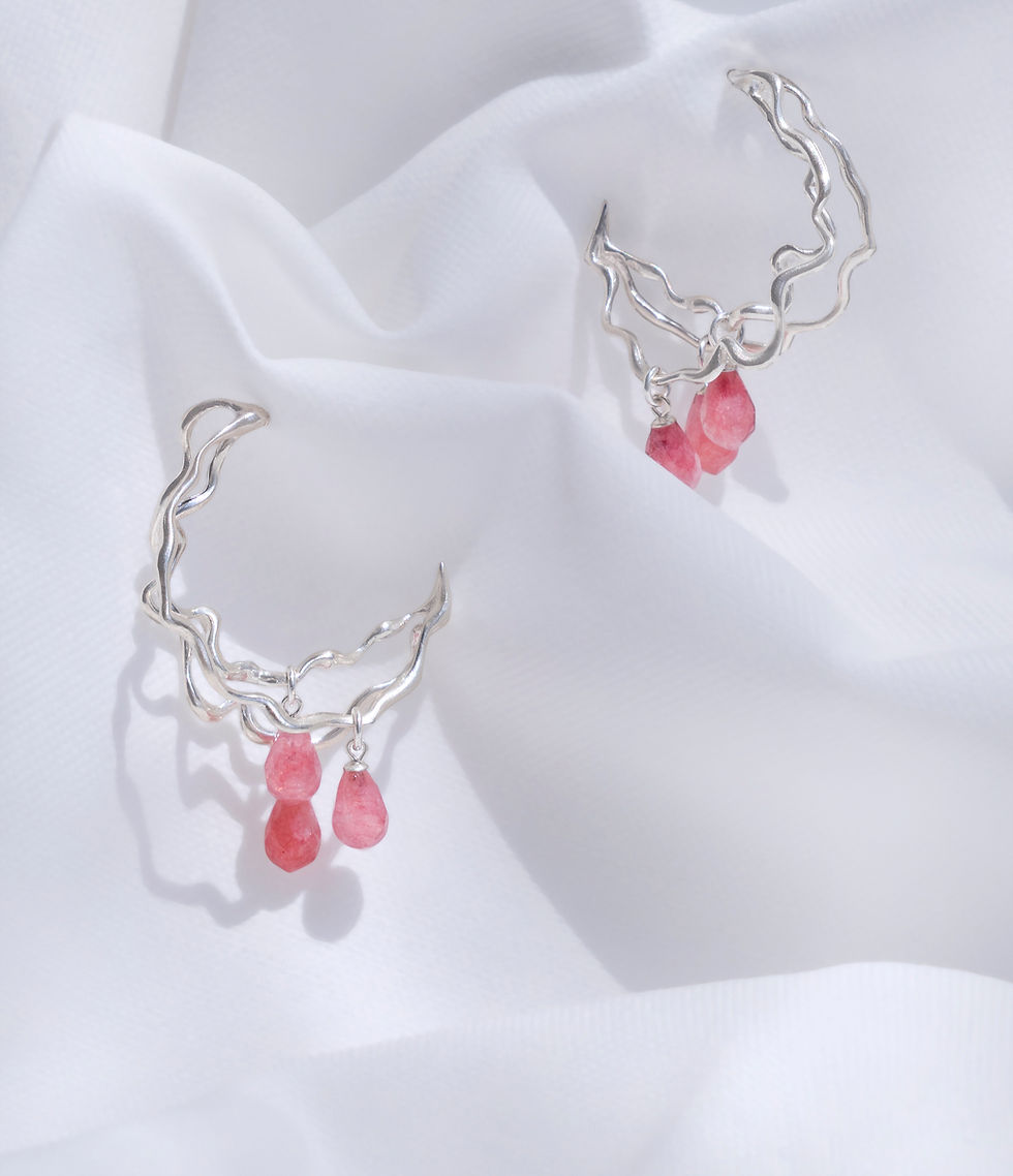 Thumbnail: Jade Silver Blooming Single Hoop