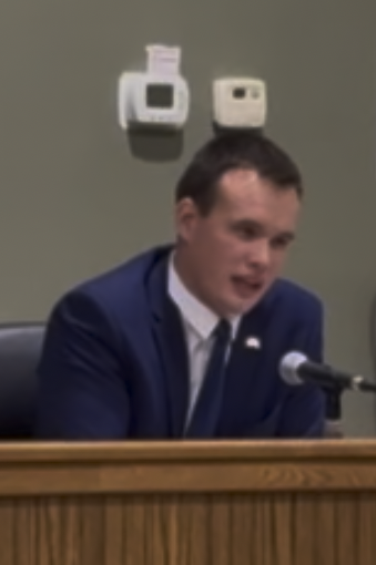 Conor Martin during May board of alderman meeting. May 18 2026