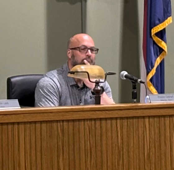 Preston Gebhart during May board of alderman meeting. May 18 2026