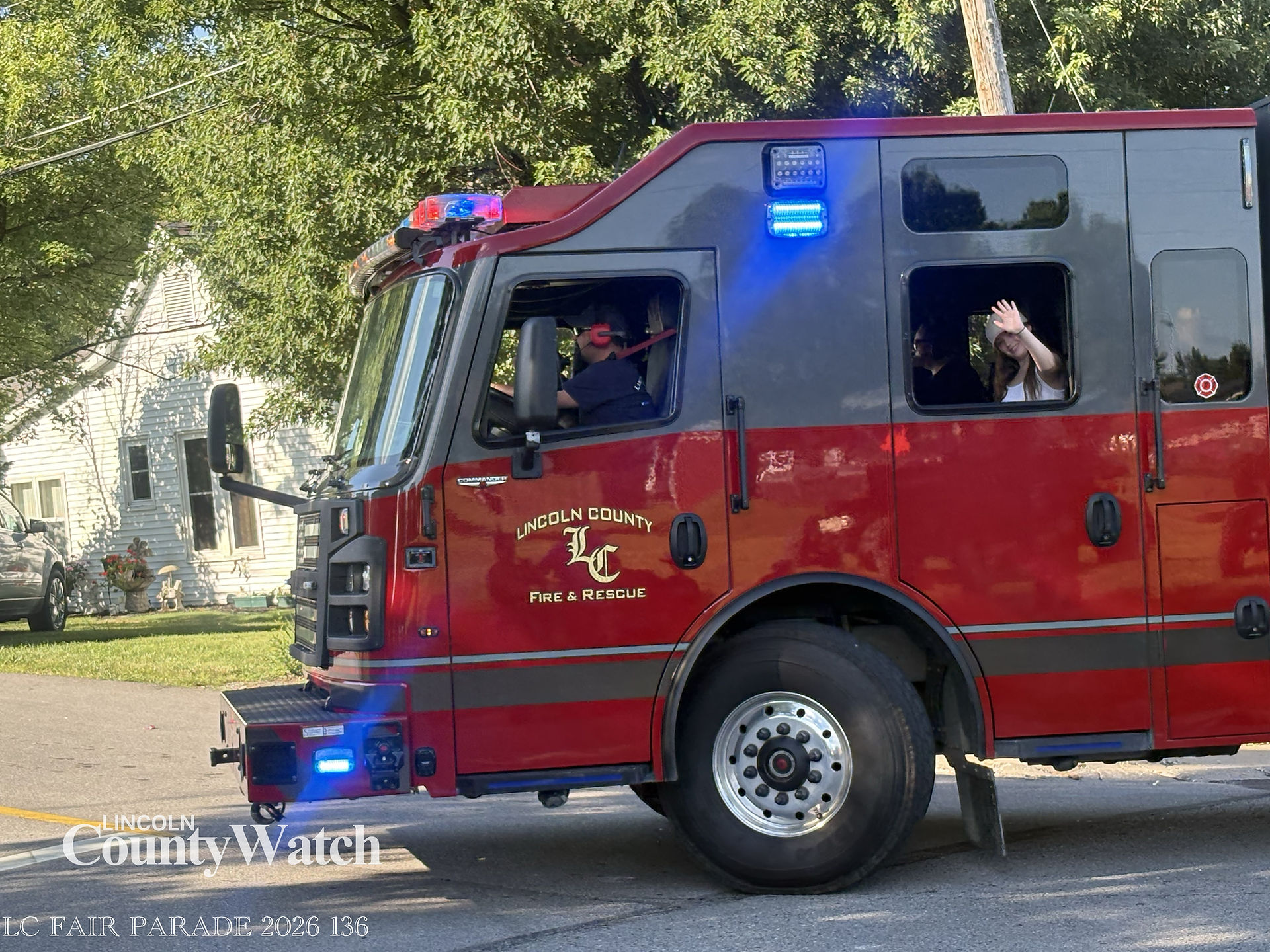 First responders, horses, youth groups, floats and community entries participate in the 2026 Lincoln County Fair Parade in Troy.