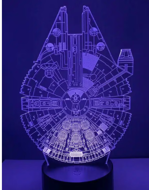 Luminária LED 3D da Millennium Falcon com corte a laser